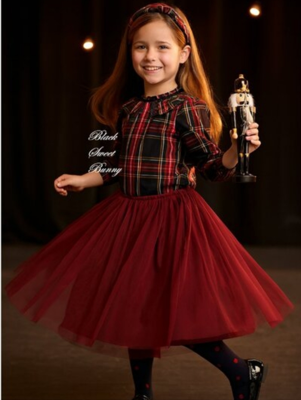 Girls' Burgundy Layered Tulle Skirt with Elastic Waist